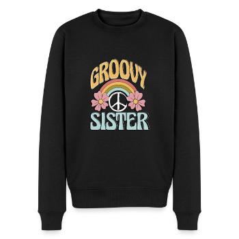 Groovy Sister für Retro Hippie Frauen Girls - Männer Premium Bio Pullover - Schwarz - Vorne - Nico (187cm)