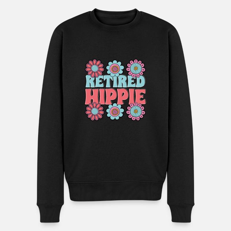Hippie retraité Seventies Hippie Hippy - Pull Premium bio Homme - noir