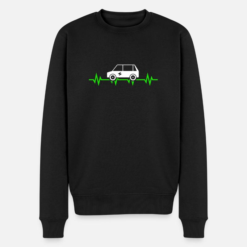 E-Auto Elektrisches Auto Herzfrequenz - Männer Premium Bio Pullover - Schwarz