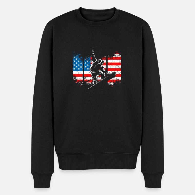 Snowboarding USA Grunge Für Snowboarder Männer - Männer Premium Bio Pullover - Schwarz
