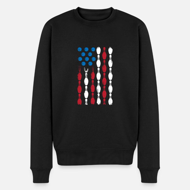 Bowling Drapeau américain Bowling - Pull Premium bio Homme - noir
