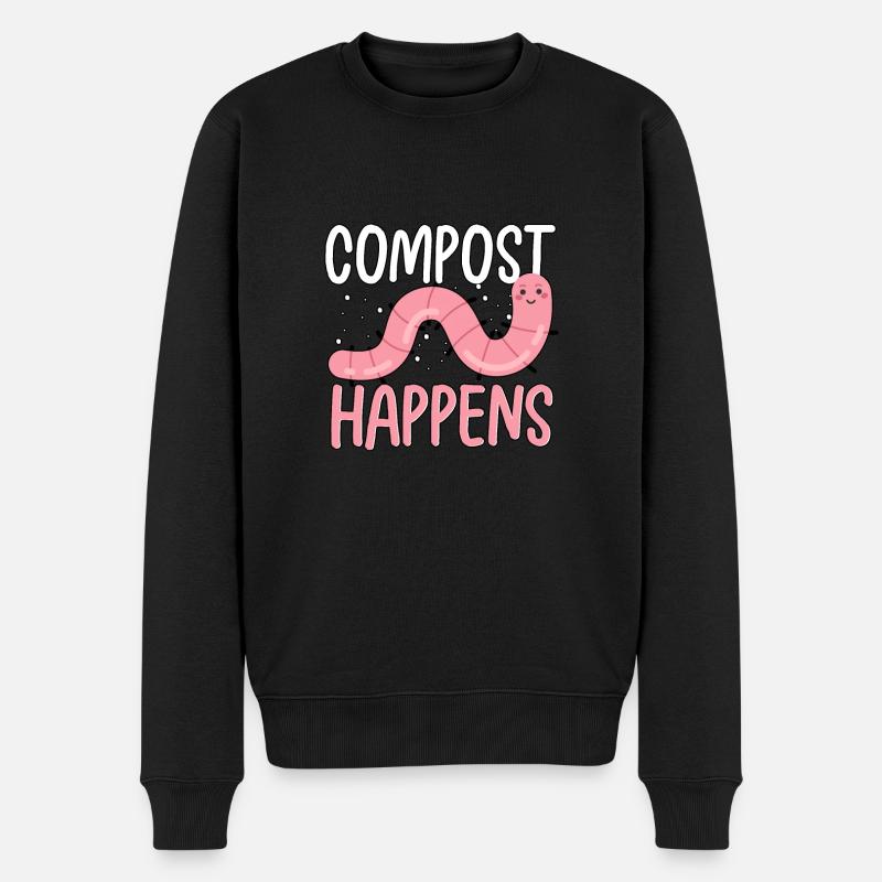 Compost Happens Vermikultur Wurmzucht Regenwurm - Männer Premium Bio Pullover - Schwarz