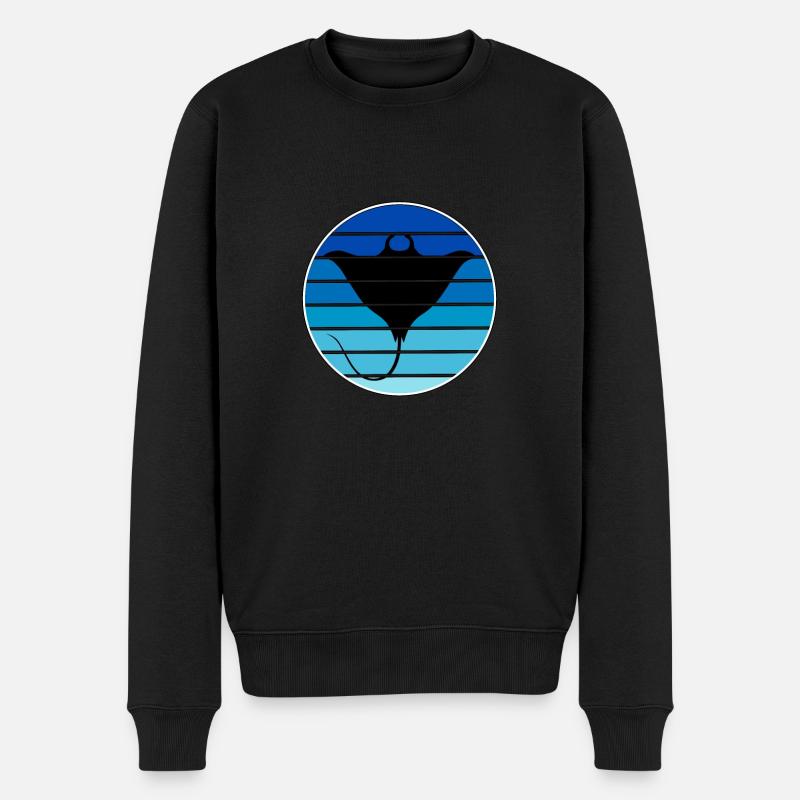 Stachelrochen Manta Blau Sonnenuntergang Ozean - Männer Premium Bio Pullover - Schwarz