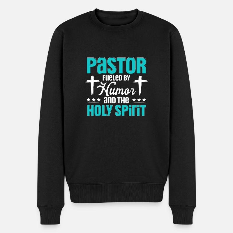 Pastor Fueled By Humor für Pastoren - Männer Premium Bio Pullover - Schwarz