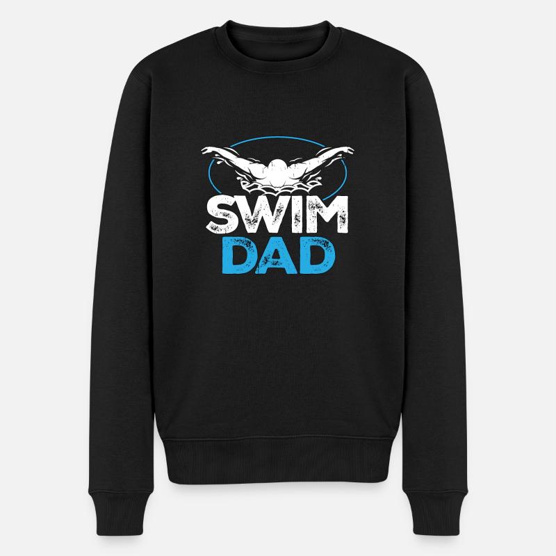 Swim Dad Butterfly Schwimmen - Männer Premium Bio Pullover - Schwarz