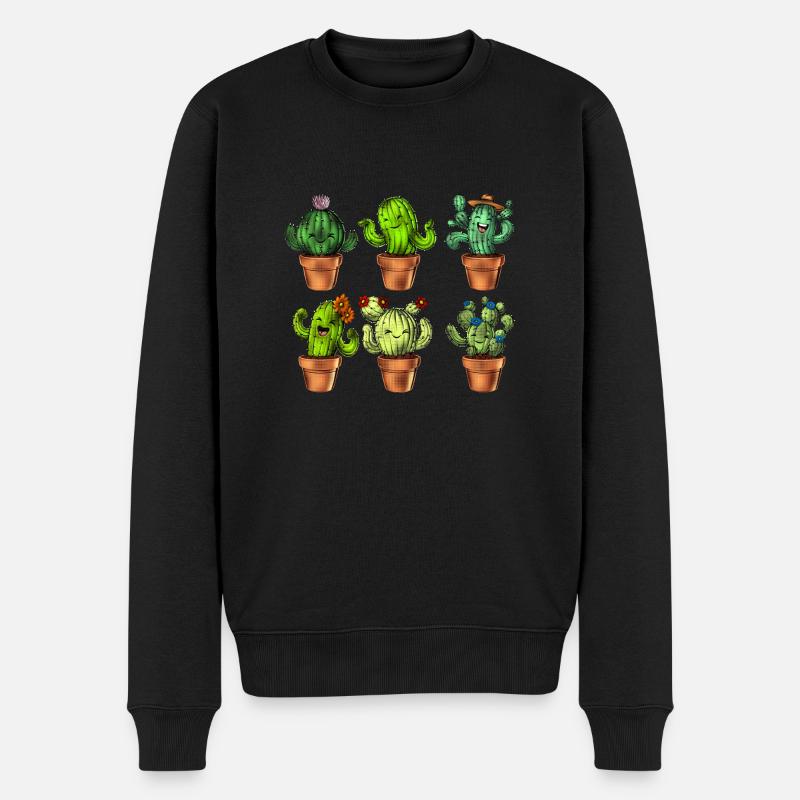 Kaktus-Sukkulenten - Männer Premium Bio Pullover - Schwarz
