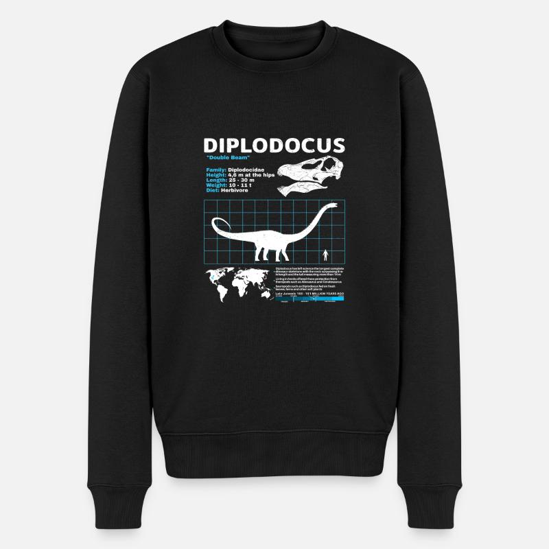 Diplodocus Data Sheet - Men's Premium Organic Jumper - black