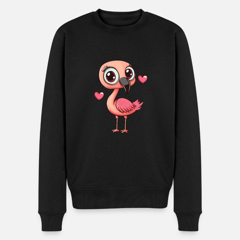 Flamant rose avec cœur - Pull Premium bio Homme - noir