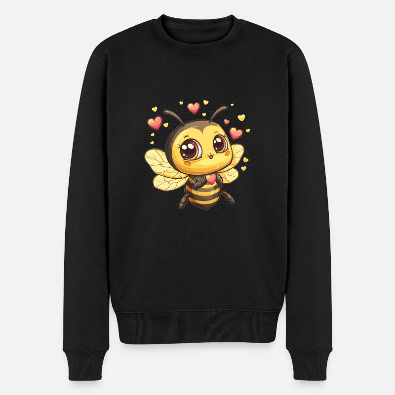 Verliebte Herz Biene - Männer Premium Bio Pullover - Schwarz