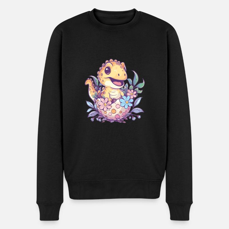 Dino aus dem Ei - Männer Premium Bio Pullover - Schwarz