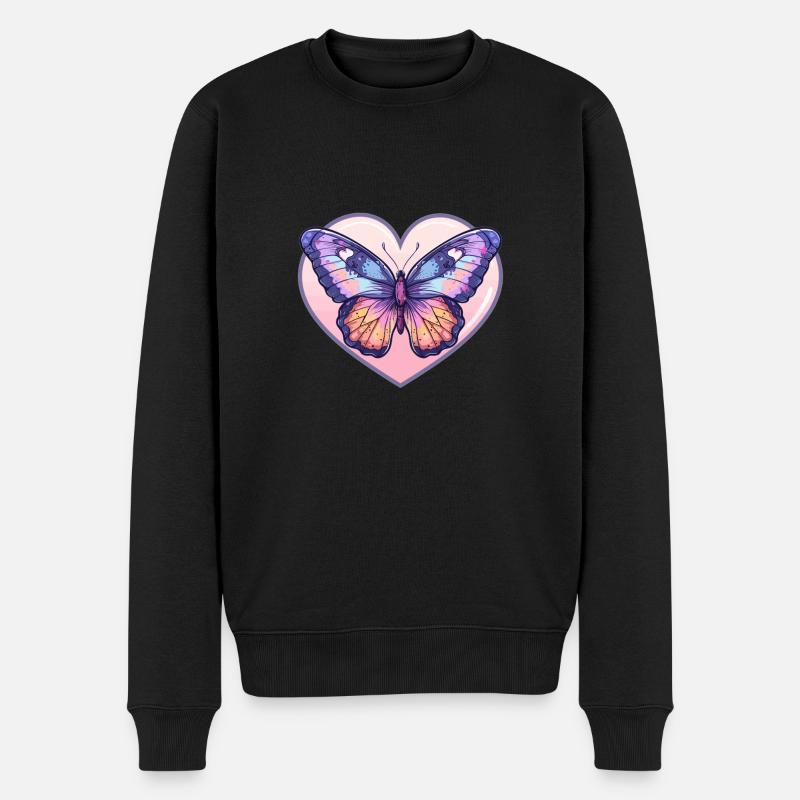 Papillon Pastel En Coeur - Pull Premium bio Homme - noir