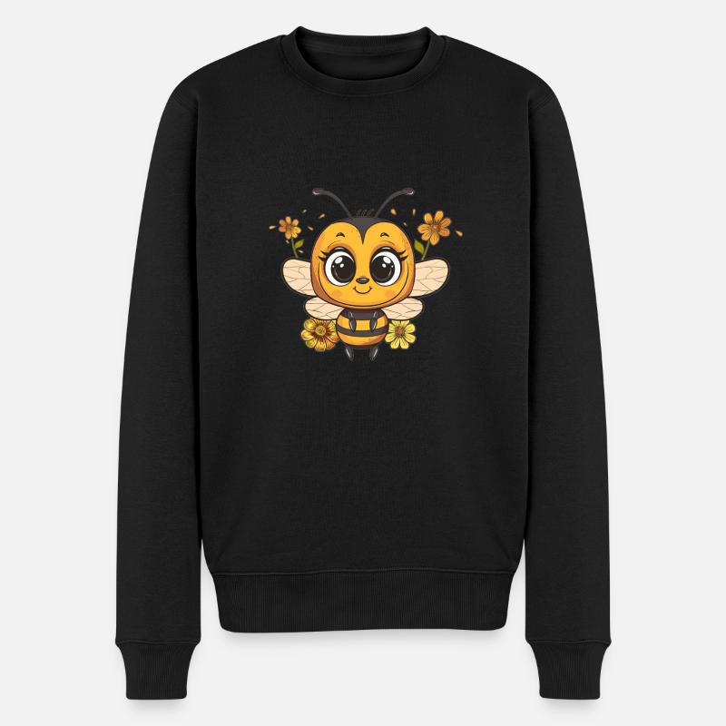 Blumenbiene mit Charme - Männer Premium Bio Pullover - Schwarz
