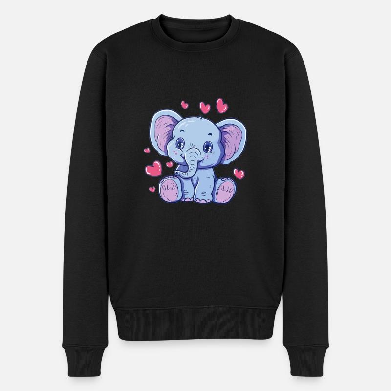 Coeur Bébé Éléphant - Pull Premium bio Homme - noir