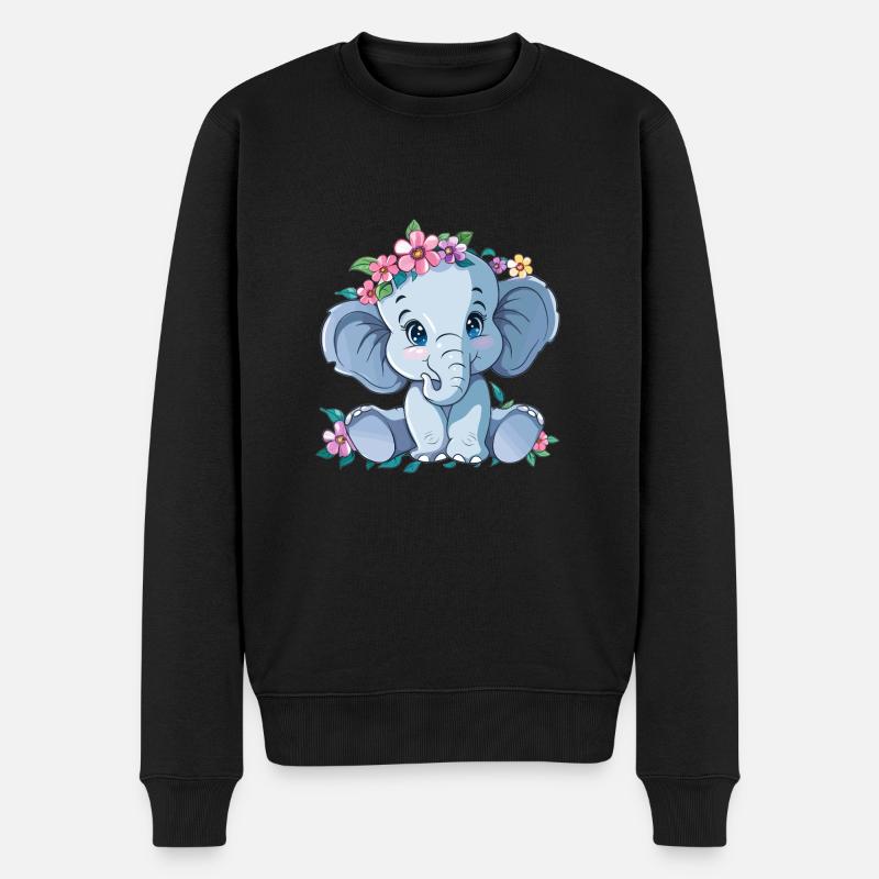 Bébé fleur éléphant - Pull Premium bio Homme - noir