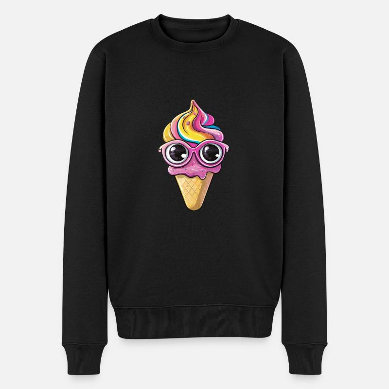 Eis mit Brille - Männer Premium Bio Pullover - Schwarz