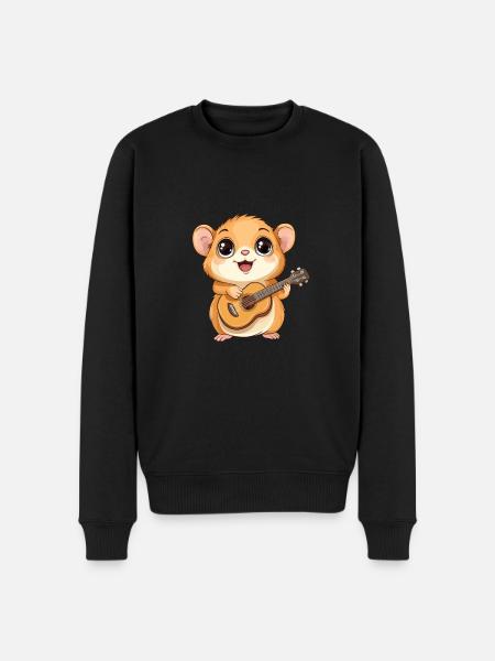 Hamster with guitar - Men's Premium Organic Jumper - black