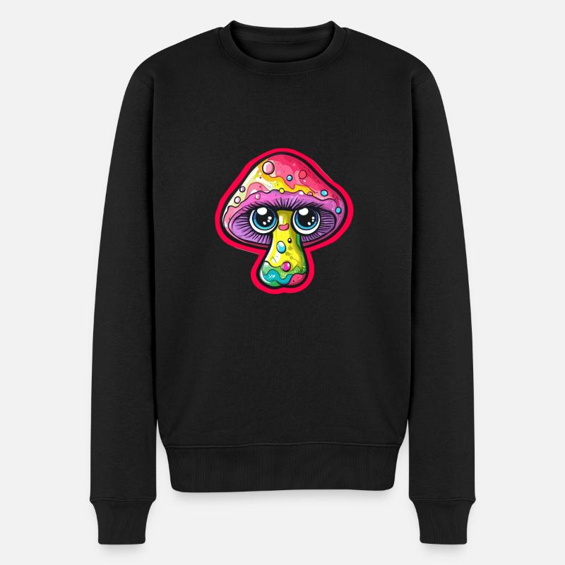 Bunter Pilz mit Augen - Männer Premium Bio Pullover - Schwarz