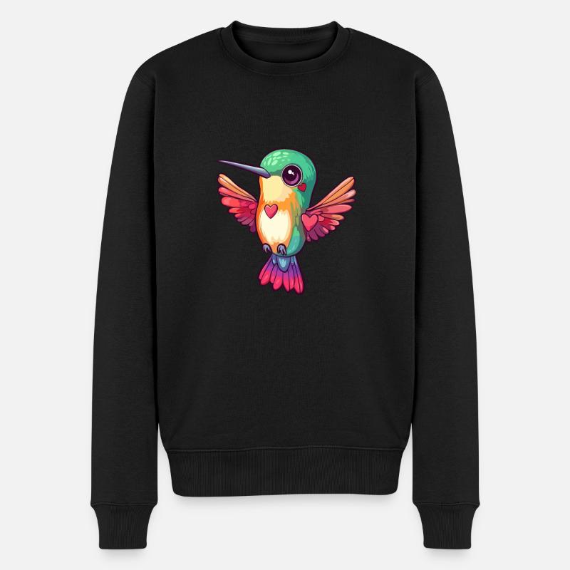 Kolibri mit Herzen - Männer Premium Bio Pullover - Schwarz