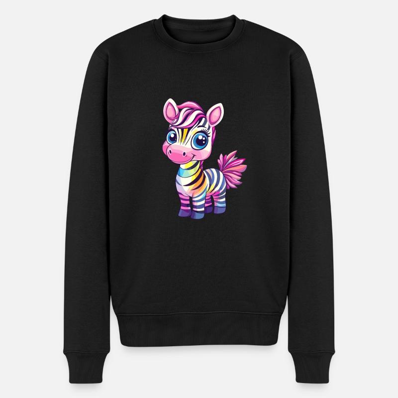Motif enfant zèbre arc-en-ciel - Pull Premium bio Homme - noir