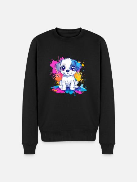 Puppy on paint splash - Men's Premium Organic Jumper - black