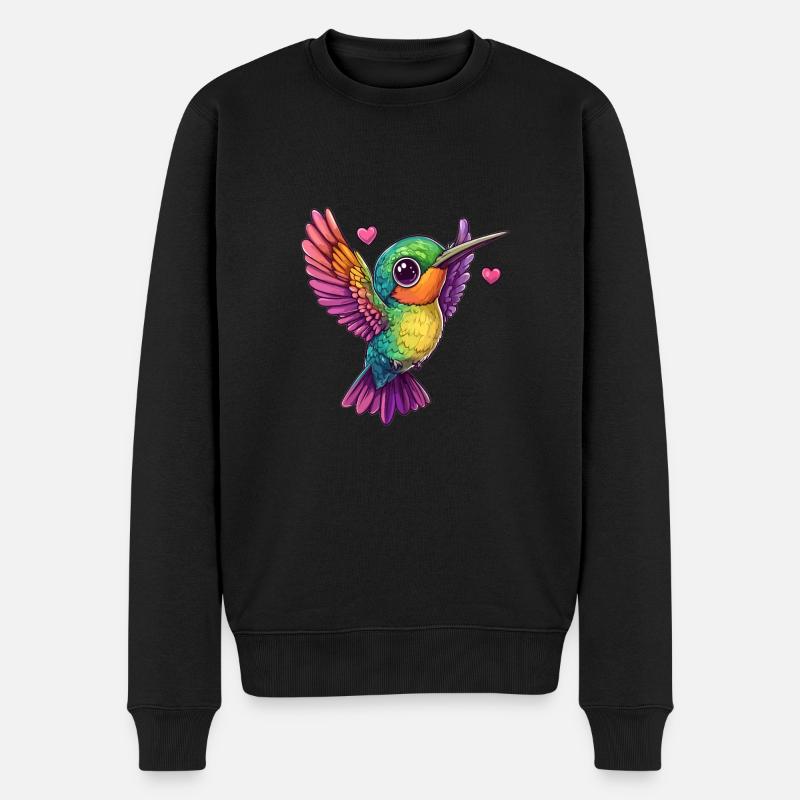 Colibri avec des cœurs - Pull Premium bio Homme - noir