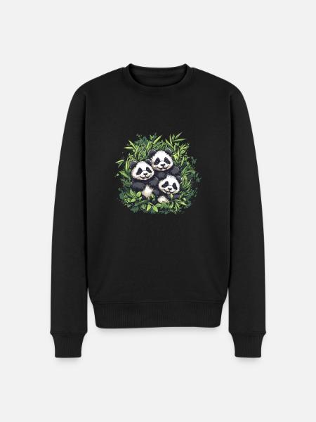 Three pandas in bamboo - Men's Premium Organic Jumper - black