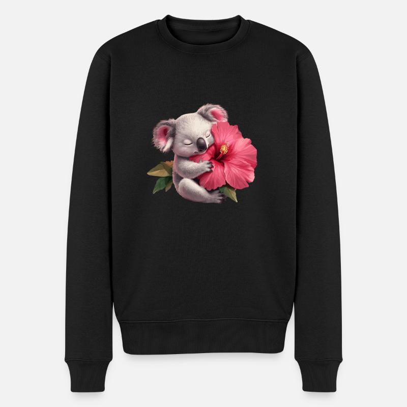 Koala avec fleur géante - Pull Premium bio Homme - noir