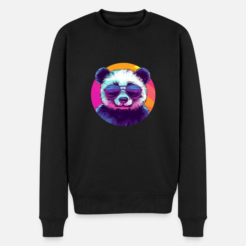 Cooler Panda mit Sonnenbrille - Männer Premium Bio Pullover - Schwarz