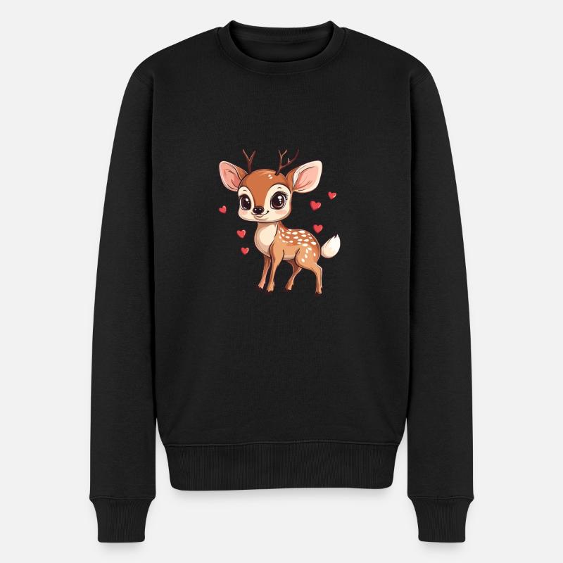 Fauve avec des cœurs - Pull Premium bio Homme - noir