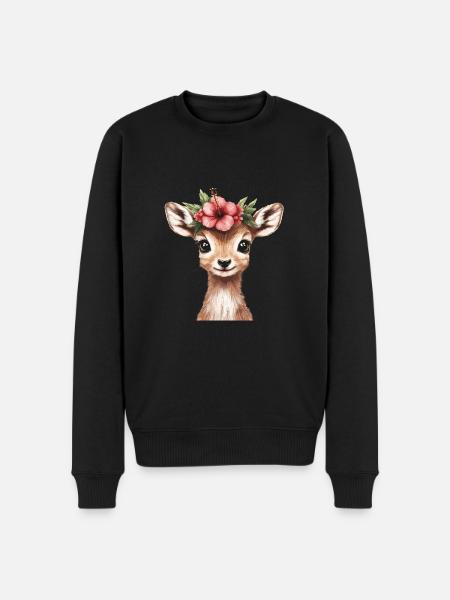Deer with flower - Men's Premium Organic Jumper - black