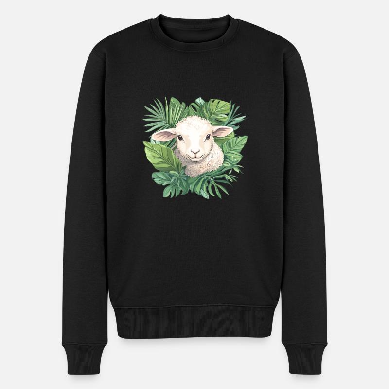 Mouton avec des feuilles - Pull Premium bio Homme - noir