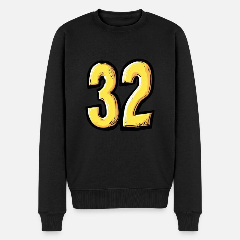 32 Zahl Comic - Männer Premium Bio Pullover - Schwarz