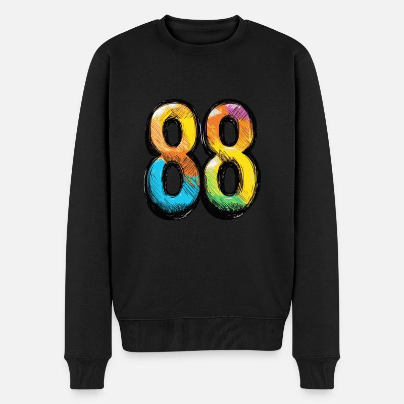 88 Zahl Comic - Männer Premium Bio Pullover - Schwarz
