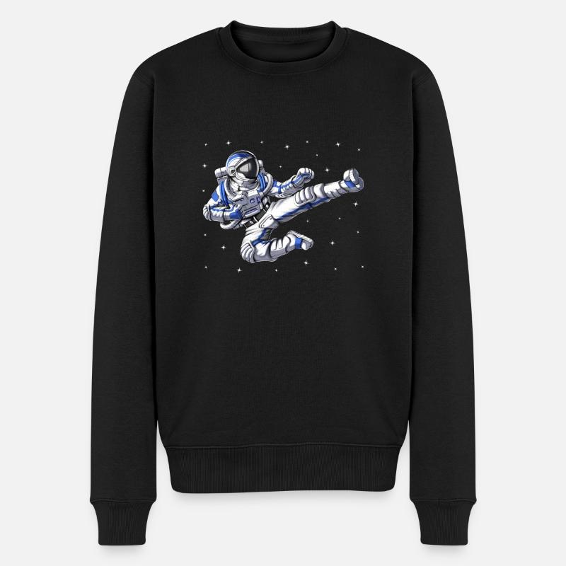 Astronauten-Karate - Männer Premium Bio Pullover - Schwarz