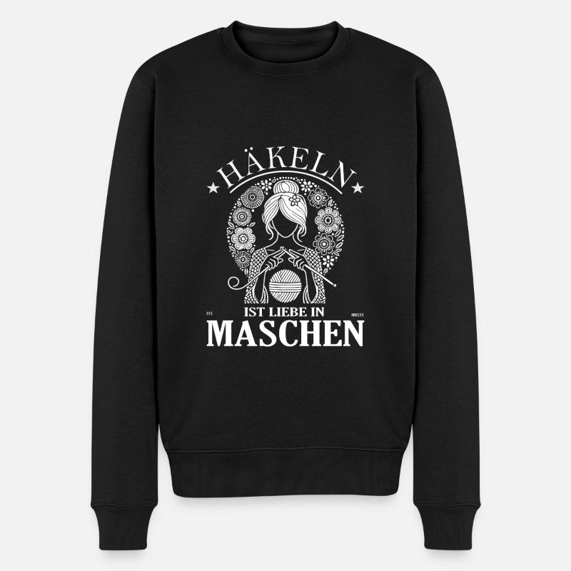 Häkeln ist Liebe – Kreativ und von Herzen - Männer Premium Bio Pullover - Schwarz