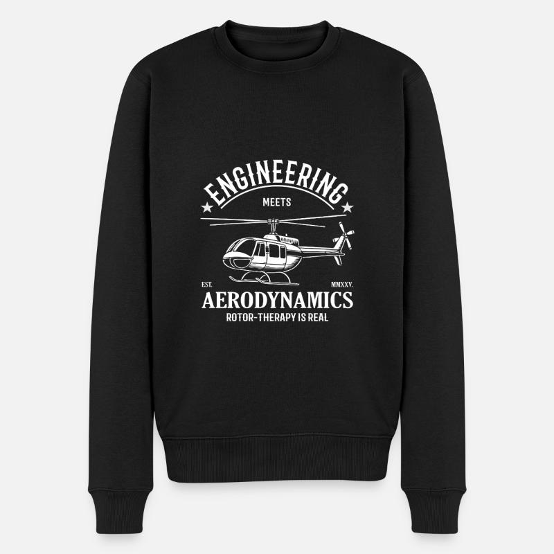 Hubschrauber – Engineering meets Aerodynamics - Männer Premium Bio Pullover - Schwarz