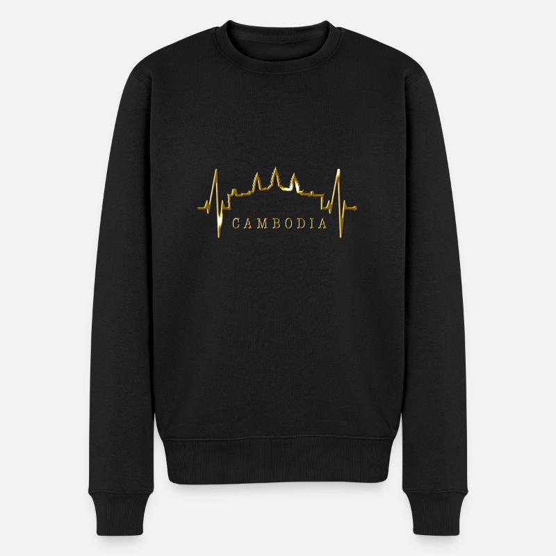 Kambodscha Skyline Herzschlag Siem Raep Angkor Wat - Männer Premium Bio Pullover - Schwarz