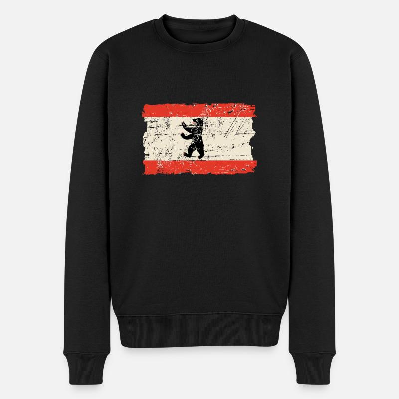 Berlin Vintage Flag - Männer Premium Bio Pullover - Schwarz