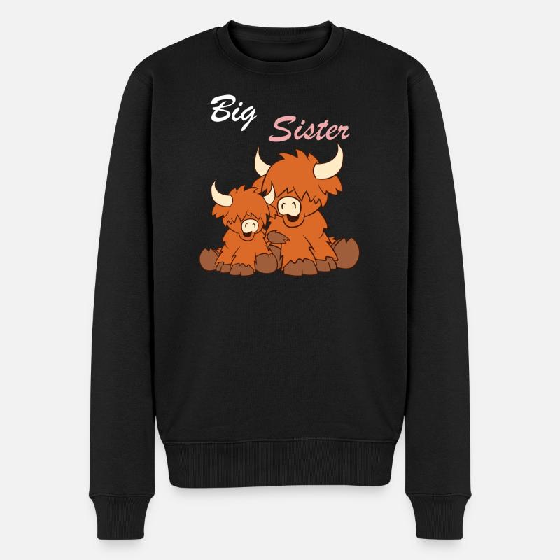 Hochlandrinder - Big Sister - Männer Premium Bio Pullover - Schwarz