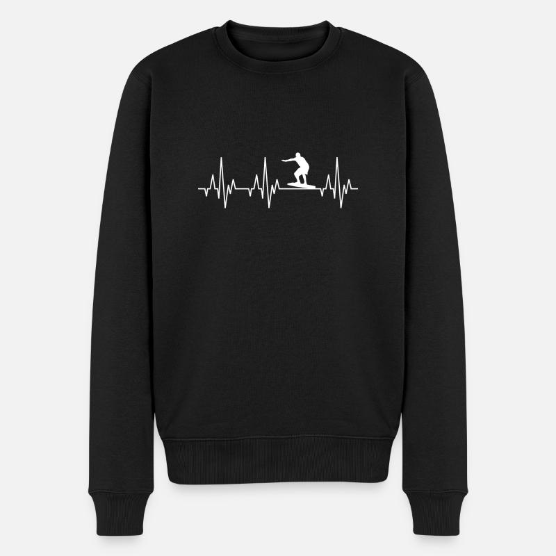 Heartbeat Surf Surfers Surfboard surfant - Pull Premium bio Homme - noir