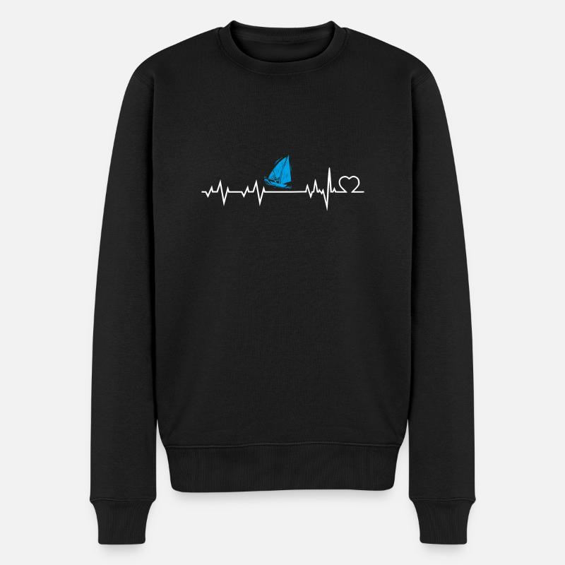 Herzschlag Segeln Segelboot Skipper Shirt Geschenk - Männer Premium Bio Pullover - Schwarz