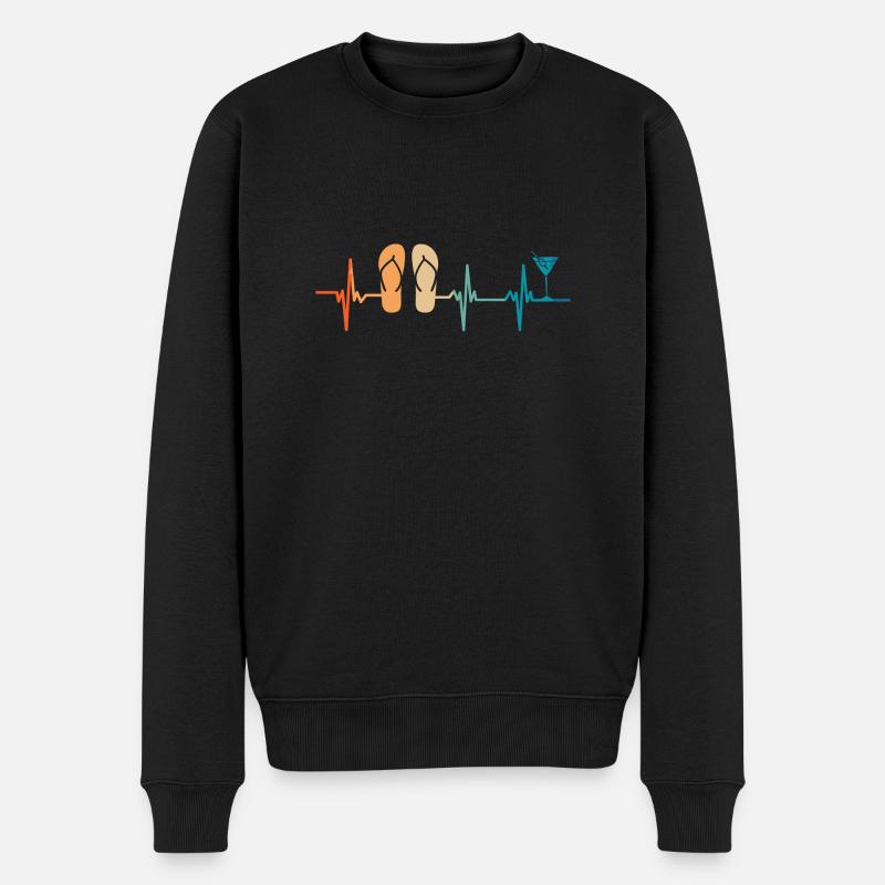 Heartbeat Sommerstrand - Männer Premium Bio Pullover - Schwarz