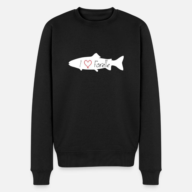 I love Forelle weiss - Männer Premium Bio Pullover - Schwarz