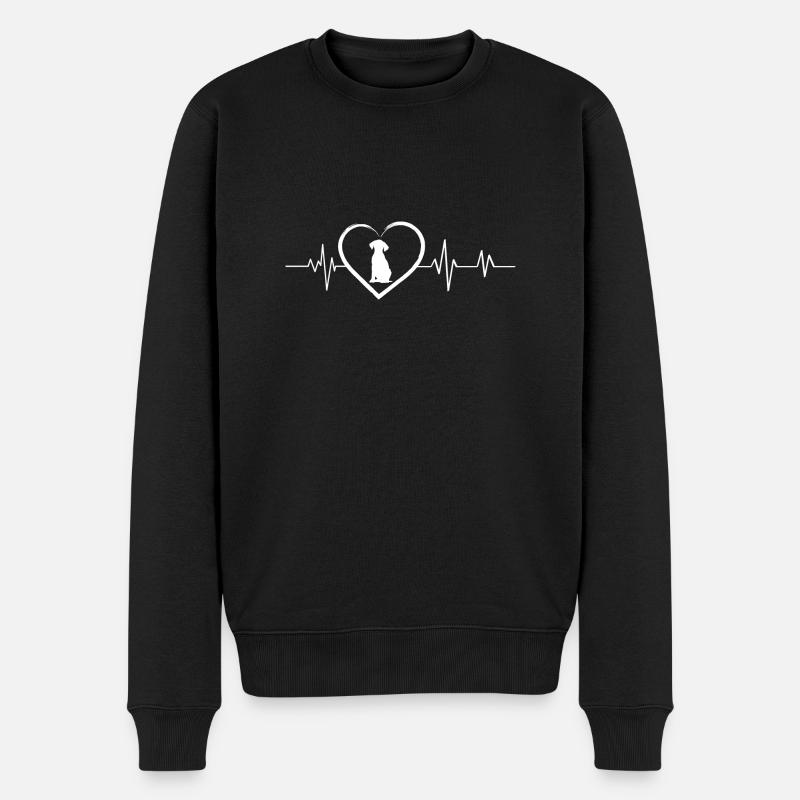 Herzschlag des Hundes - Männer Premium Bio Pullover - Schwarz