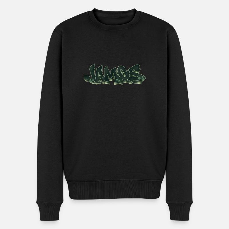 James Graffiti Name - Männer Premium Bio Pullover - Schwarz