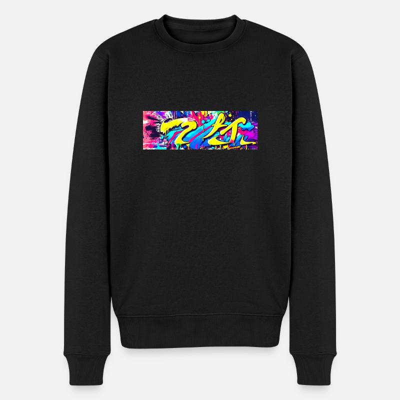 Graffiti Farbe Fleck Streetart - Männer Premium Bio Pullover - Schwarz