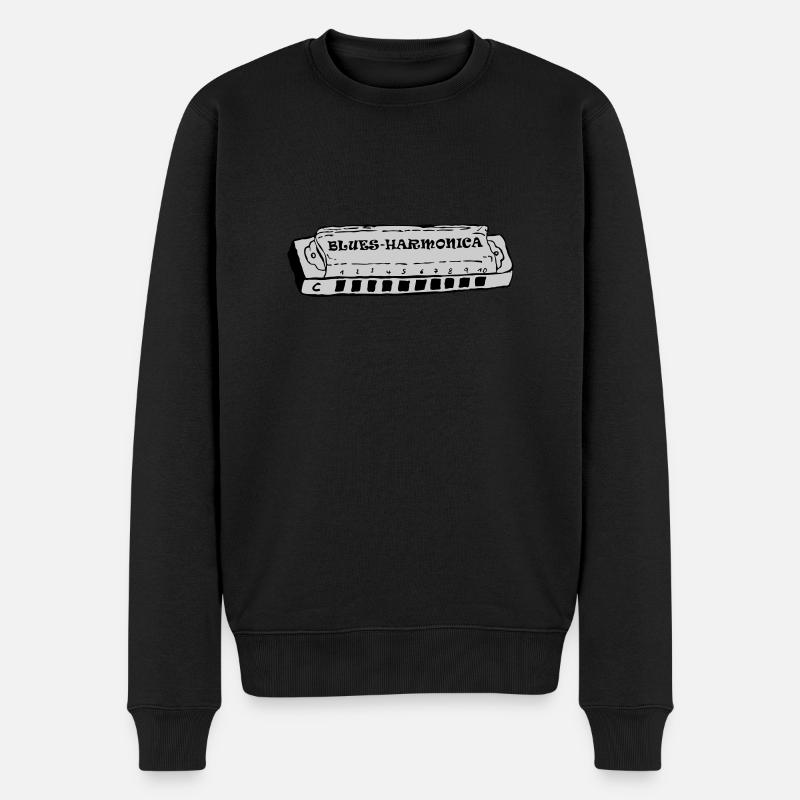 bluesharmonica - Männer Premium Bio Pullover - Schwarz