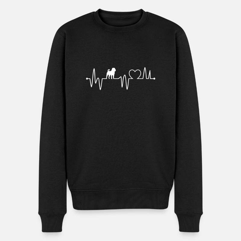 Herzschlag Hund Hund - Männer Premium Bio Pullover - Schwarz