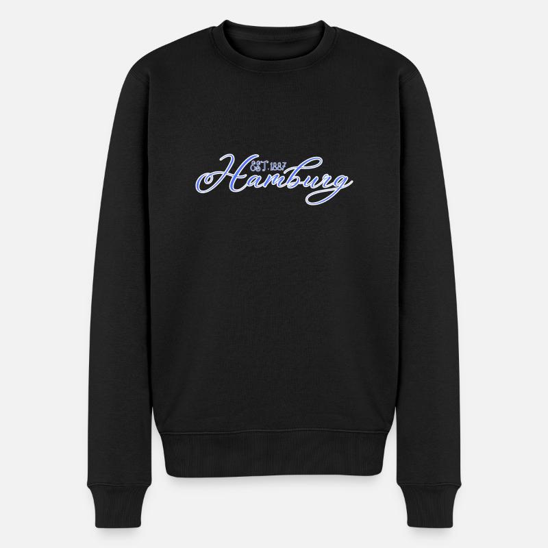 Hamburg BlauWeiß - Männer Premium Bio Pullover - Schwarz