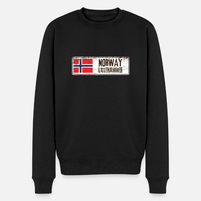 Lillehammer Norvège Drapeau - Pull Premium bio Homme - noir